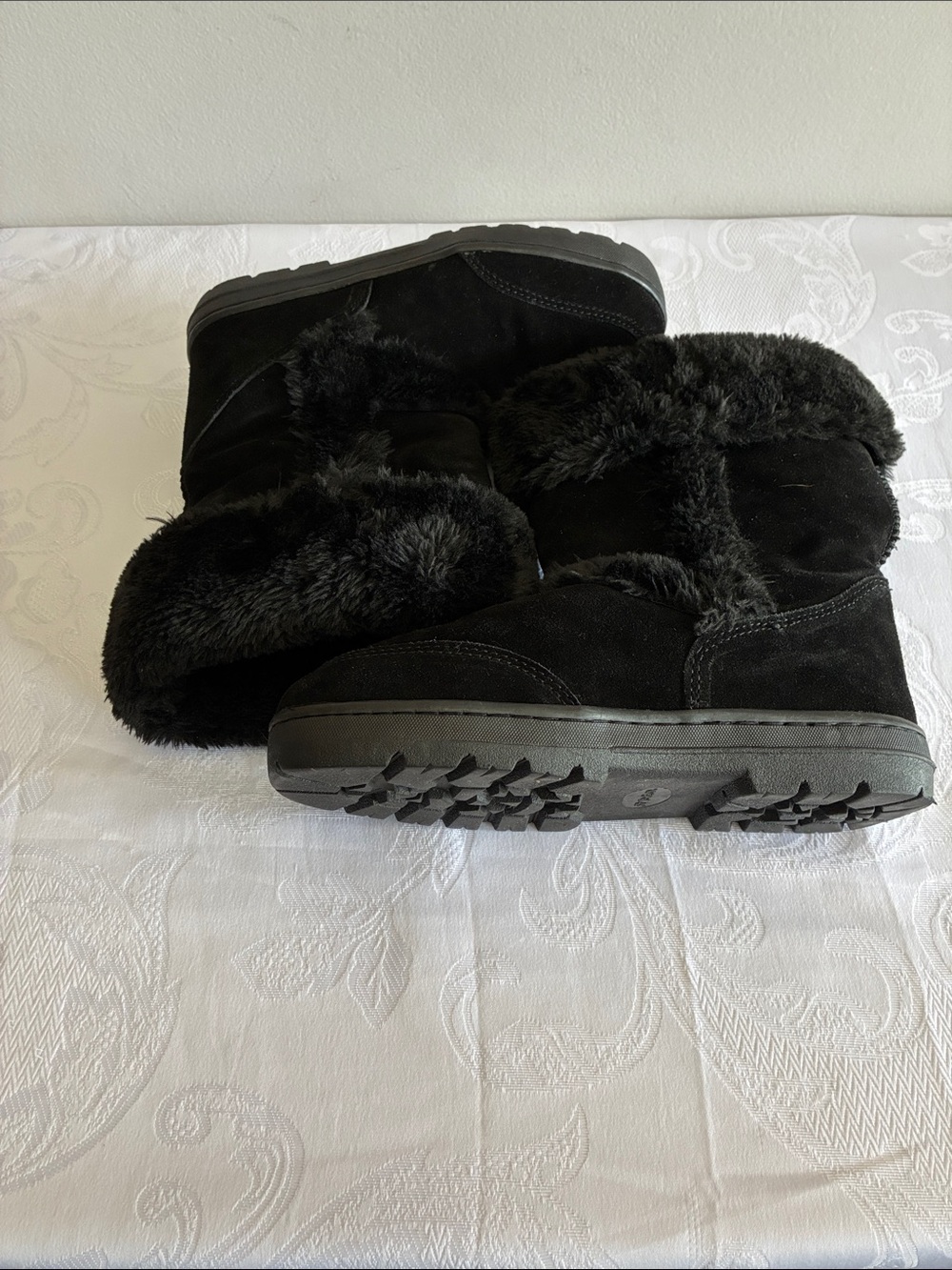 Style & Co. Black Faux Fur Winter Ankle Boots